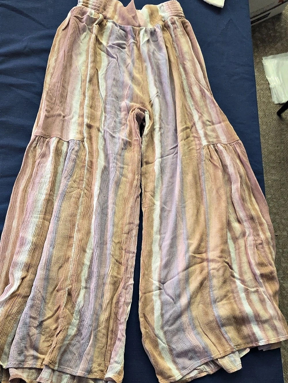 Lumière Striped Wide Leg Pants in Pink & Cream Size Medium